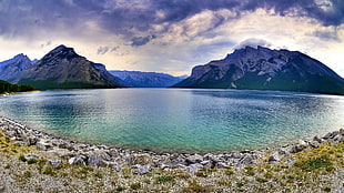 snow capped mountain, nature, lake, landscape, mountains