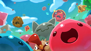 multicolored cartoon characters illustration, Slime Rancher, slimes HD wallpaper