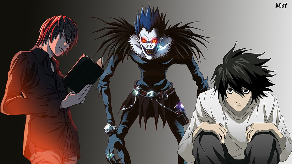L, Kira, and Ryuk, Ryuk, Yagami Light, Death Note HD wallpaper