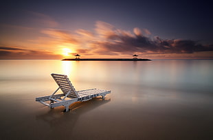 white wooden lounge chair, Indonesia, beach, Bali, village HD wallpaper