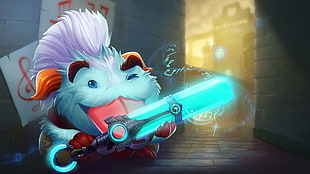 cartoon character holding blue sword digital wallpaper, League of Legends, Poro, Ekko