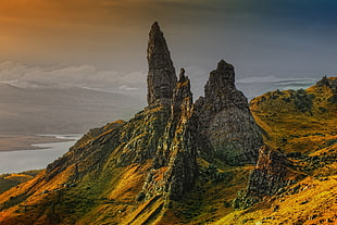 rock formations on mountain hill