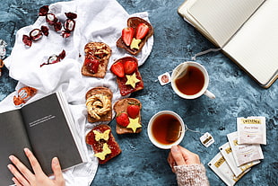 tea and fruit top bread