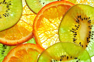 sliced kiwi and orange fruits HD wallpaper
