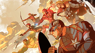 Avengers cartoon illustration, The Avengers, Captain America, Iron Man, Thor HD wallpaper