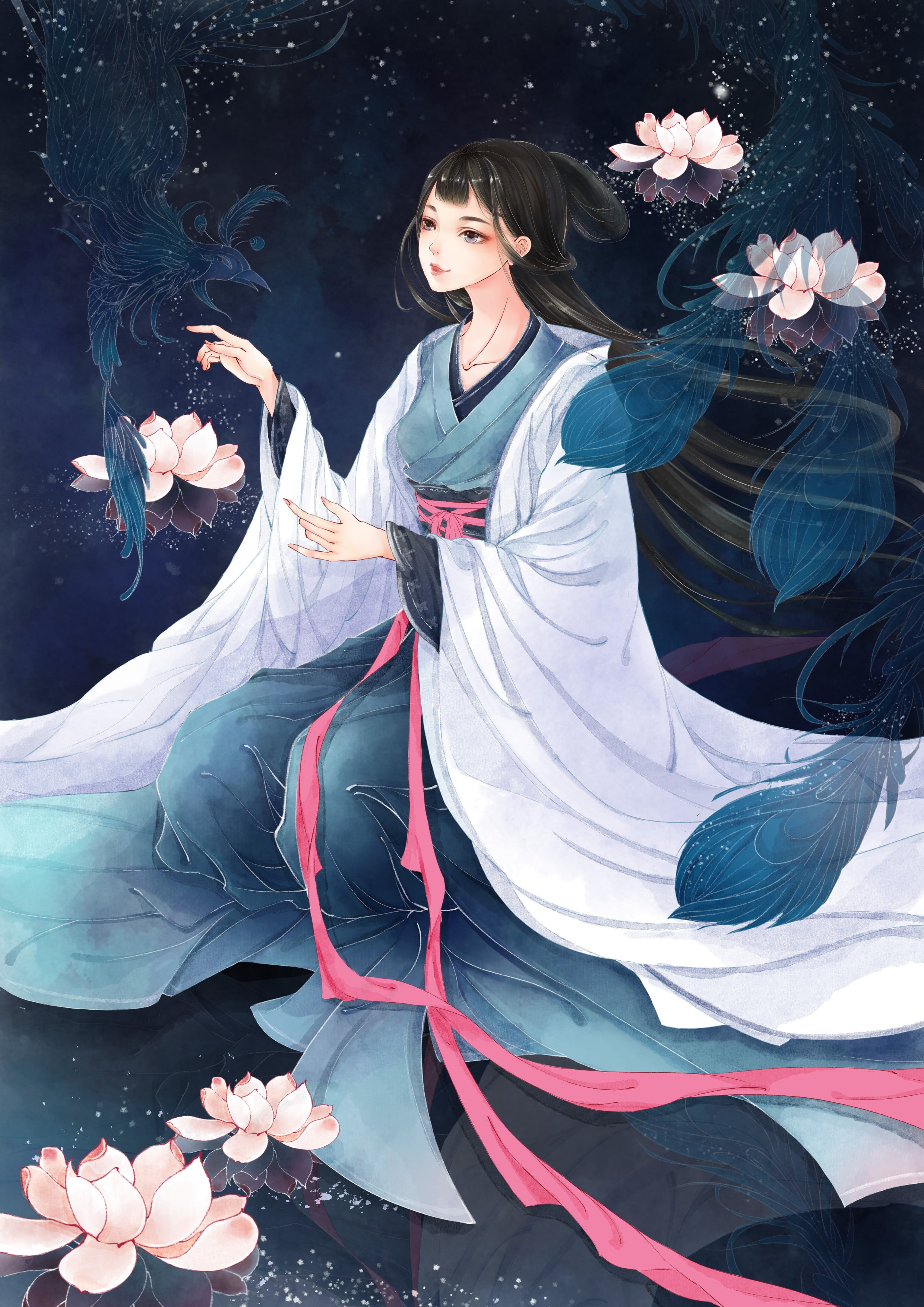 Person wearing white robe anime illustration HD wallpaper | Wallpaper Flare