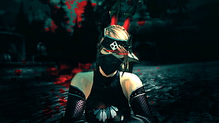 female in black crew-neck sleeveless top with mask and weapon digital wallpaper, video games, Tera HD wallpaper