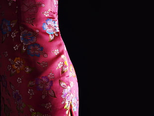 pink floral textile