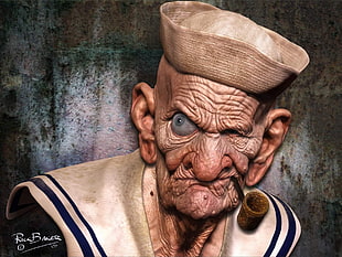 Popeye photo, old people, ship, sailors, Popeye HD wallpaper