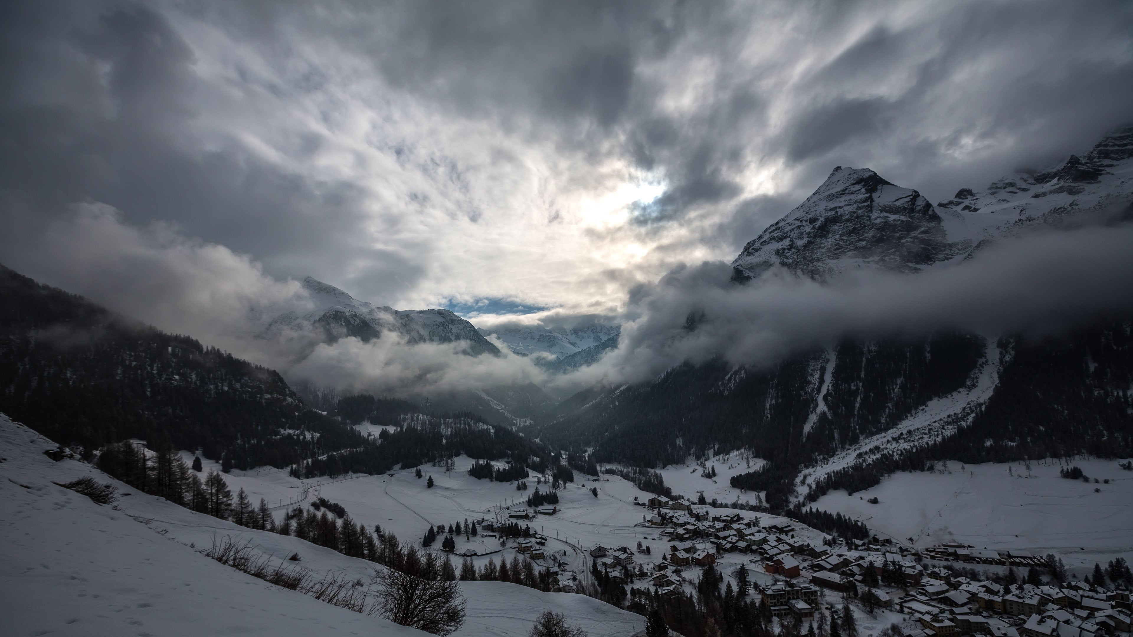 white mountains, nature, landscape, clouds, mountains