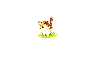 brown and white cat illustration, cat HD wallpaper
