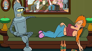 Futurama digital wallpaper, Futurama, Bender, Turanga Leela