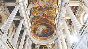 brown and black floral padded chair, Château de Versailles, palace, gold, marble