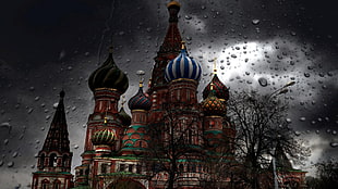 Saint Basil's Cathedral, Russia, Moscow, rain, water drops, church HD wallpaper