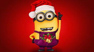 minion wearing Christmas hat illustration, minions, Christmas