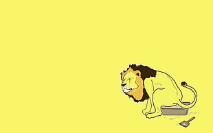 animated photo of lion sitting on grey chair HD wallpaper