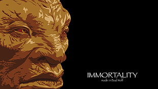 black background with immortality text overlay, Doctor Who, Bad Wolf, Face of Boe