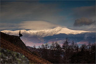 landscape photography of snow covered mountain hills under white cloudy sky during daytime, skiddaw, borrowdale HD wallpaper