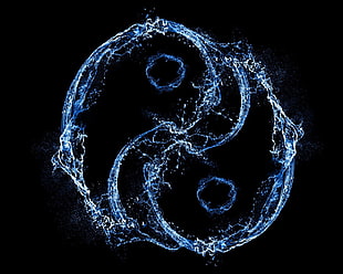 yin and yang logo, water, Yin and Yang, water drops HD wallpaper
