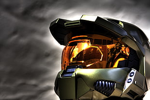 gold and black full-face helmet, Halo, Master Chief, Halo 3, Xbox One HD wallpaper