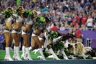 white tops, NFL, cheerleaders, Seattle Seahawks