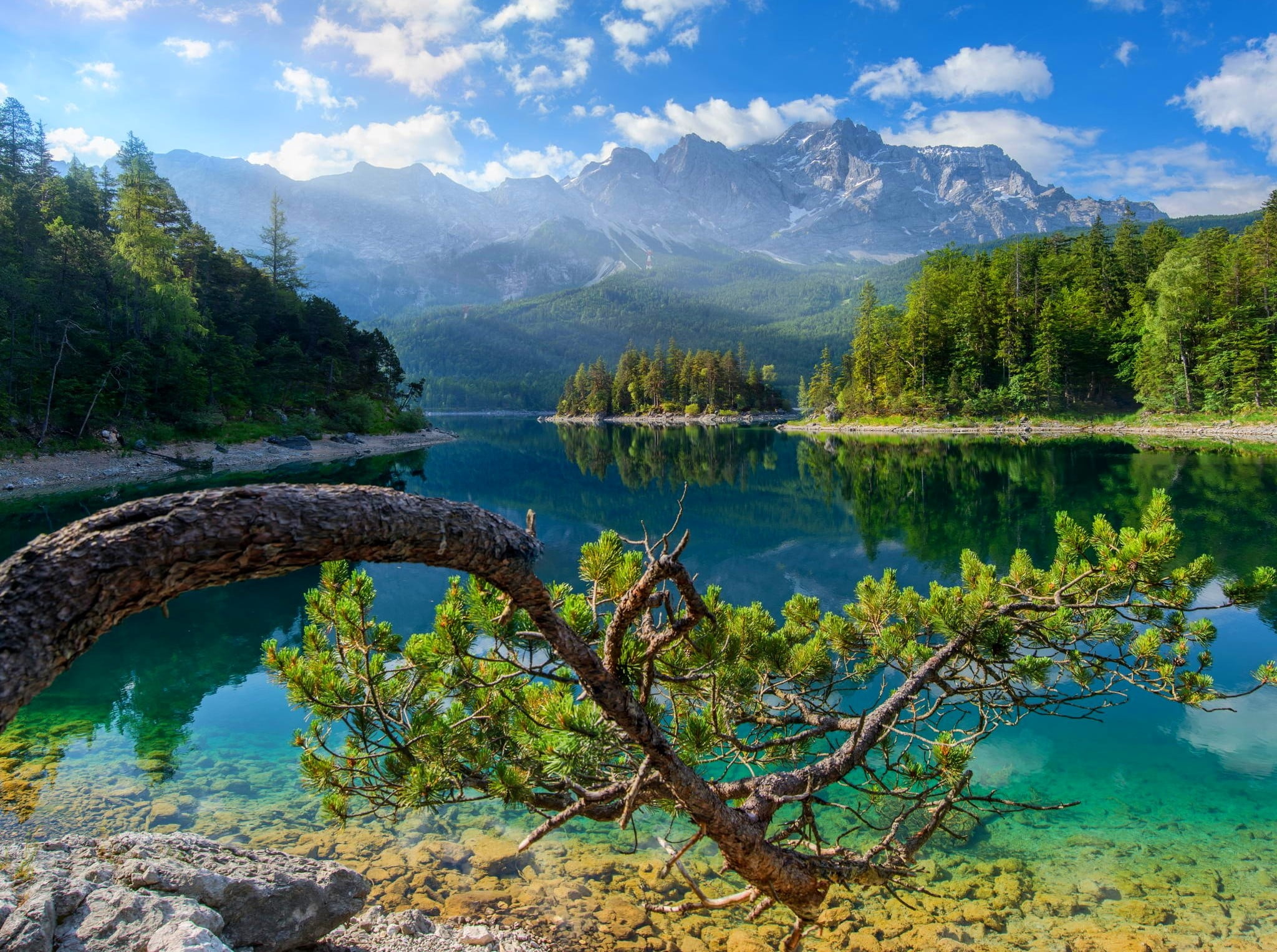Mountain range and body of water, lake, Germany, forest, summer HD  wallpaper | Wallpaper Flare