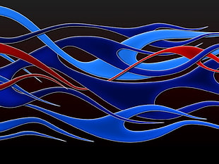 Lines,  Fire,  Wavy,  Blue