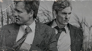 men's notched lapel suit jacket, True Detective, Woody Harrelson, Matthew McConaughey, HBO HD wallpaper
