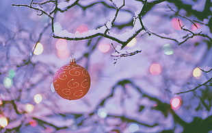 red Christmas bauble, Christmas ornaments 