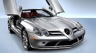 gray Mercedes-Benz SLS coupe, Mercedes SLR, Mercedes Benz, silver cars, car