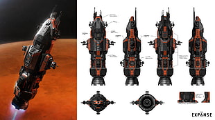 black and red Expanse toy collage, the expanse, science fiction HD wallpaper