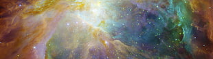 galactic digital wallpaper, multiple display, space, stars, colorful HD wallpaper