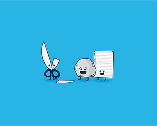 rock, paper, and scissor illustration, minimalism