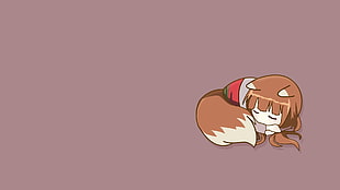 human fox illustration, Spice and Wolf, Holo, chibi, Okamimimi HD wallpaper