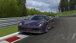 purple and black coupe, Ferrari, car, video games, racing HD wallpaper