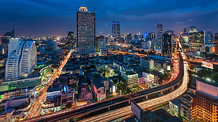 high-rise buildings, cityscape, building, lights, Bangkok HD wallpaper