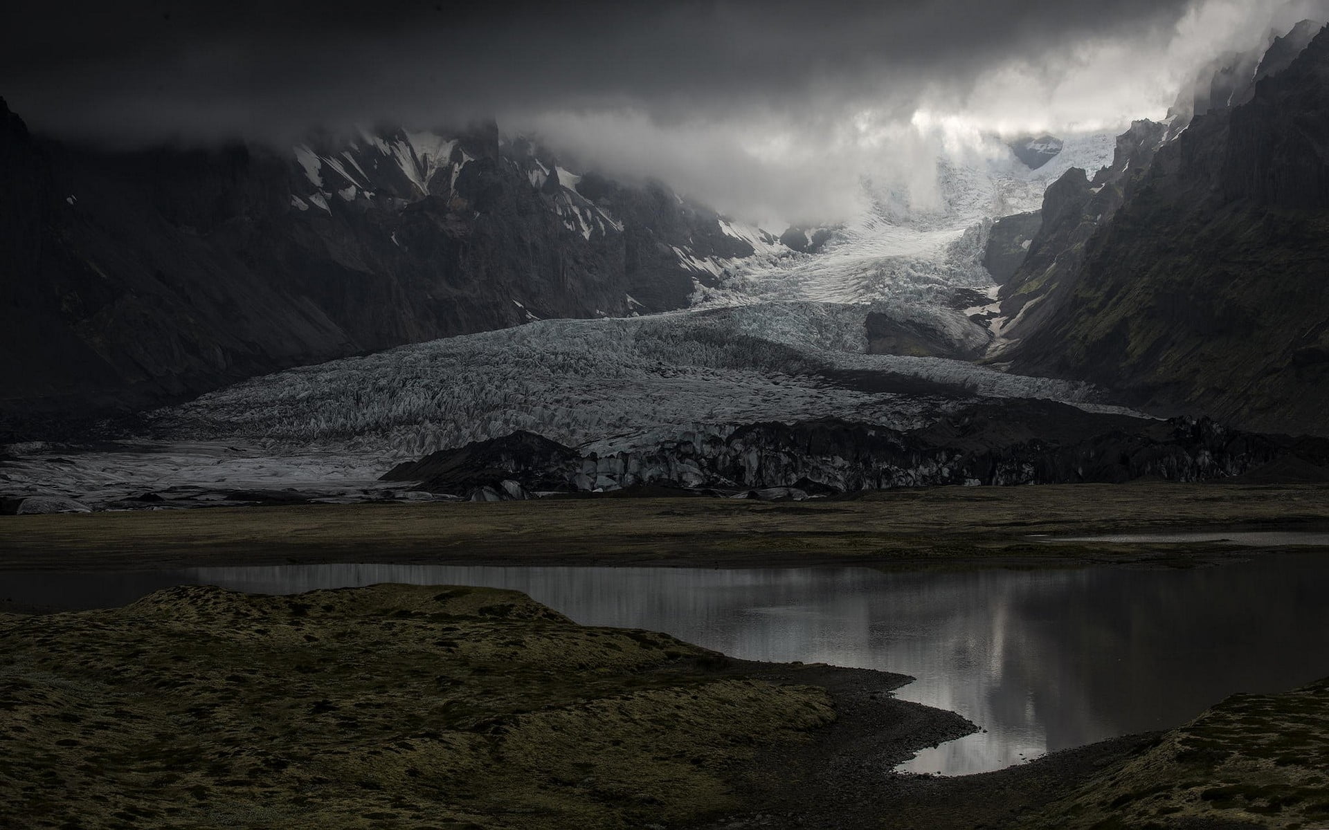 mountain ranges, nature, landscape, glaciers, clouds