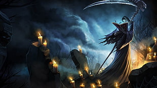 grim reaper holding book illustration, League of Legends, Karthus, video games HD wallpaper