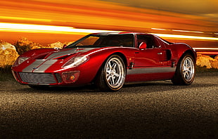 red Ford GT sports coupe HD wallpaper