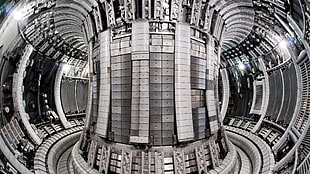 round white and gray interior, tokamak, nuclear fusion, machine, fisheye lens HD wallpaper