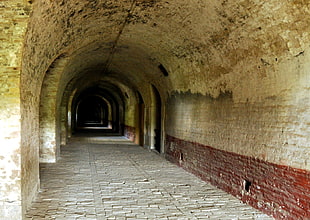 brown concrete tunnel HD wallpaper