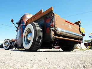 brown classic car, car, Rat Rod, Hot Rod