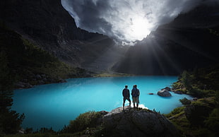 two man hiking during daytime HD wallpaper