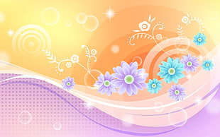 purple and orange flower wallpaper