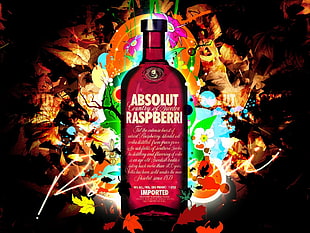 Absolut Raspberry bottle illustration HD wallpaper