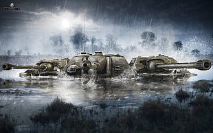 three gray battle tanks digital wallpaper, tank, military, World of Tanks, video games