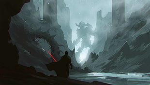 Darth Vader digital wallpaper, artwork, digital art, concept art, painting