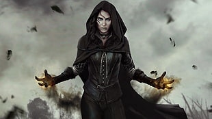woman in black robe HD wallpaper