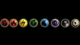 Pokemon badges, black, Pokémon, minimalism, video games HD wallpaper