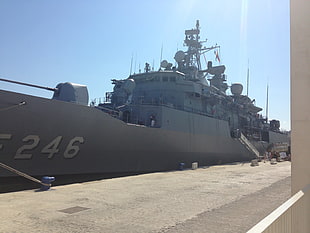 grey naval ship, warship, NATO, military HD wallpaper